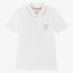 HUGO Tops*Boys White Cotton Polo Shirt