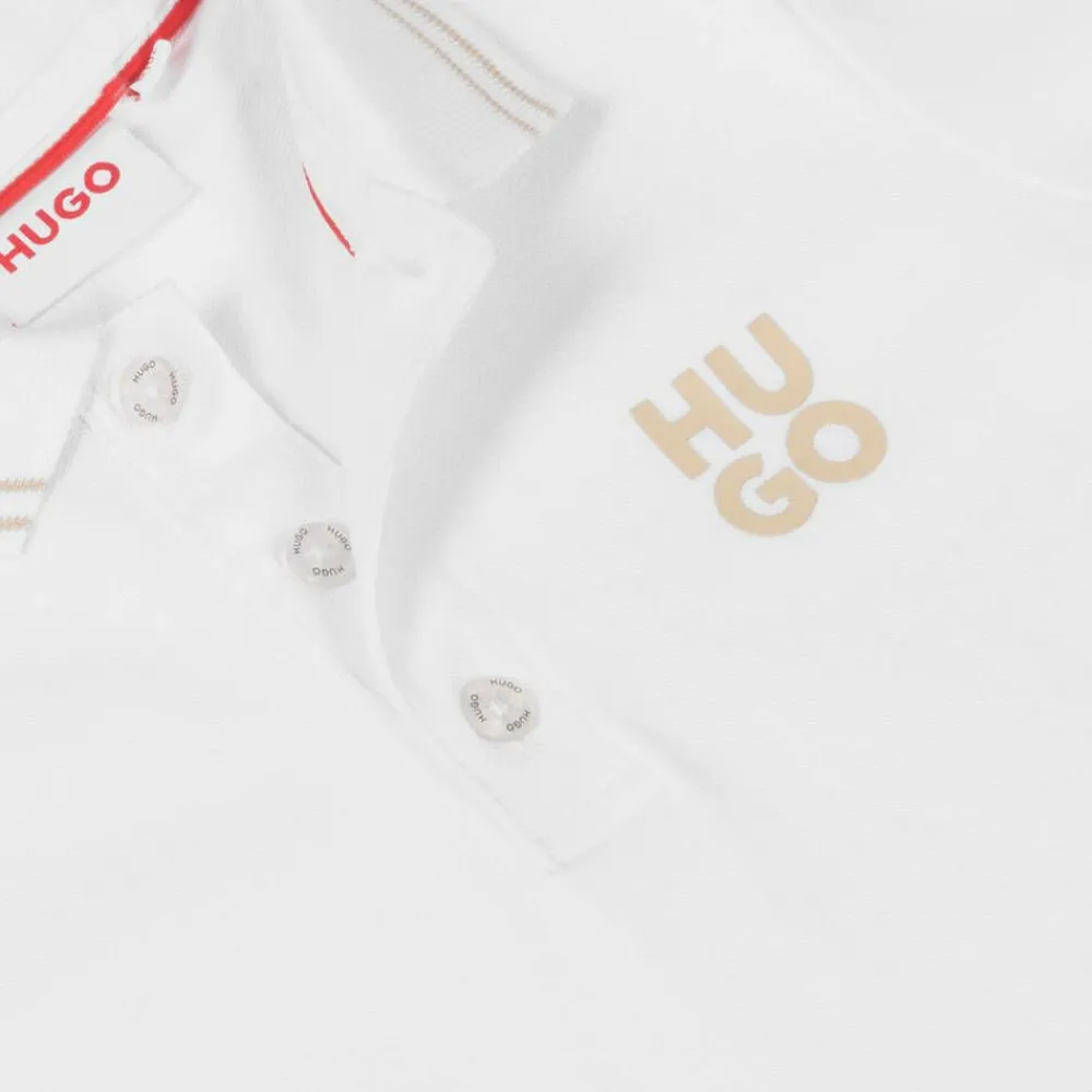 HUGO Tops*Boys White Cotton Polo Shirt