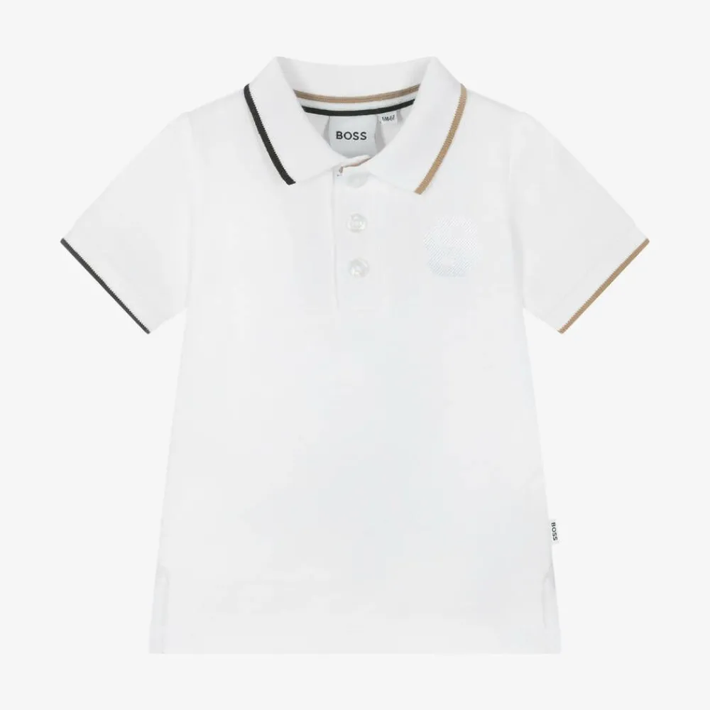 BOSS Tops*Boys White Cotton Polo Shirt