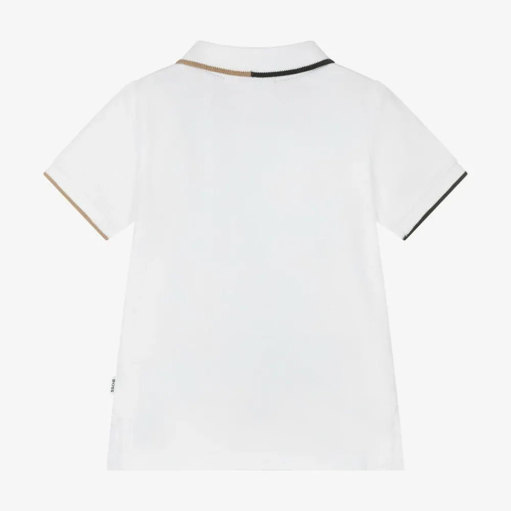BOSS Tops*Boys White Cotton Polo Shirt