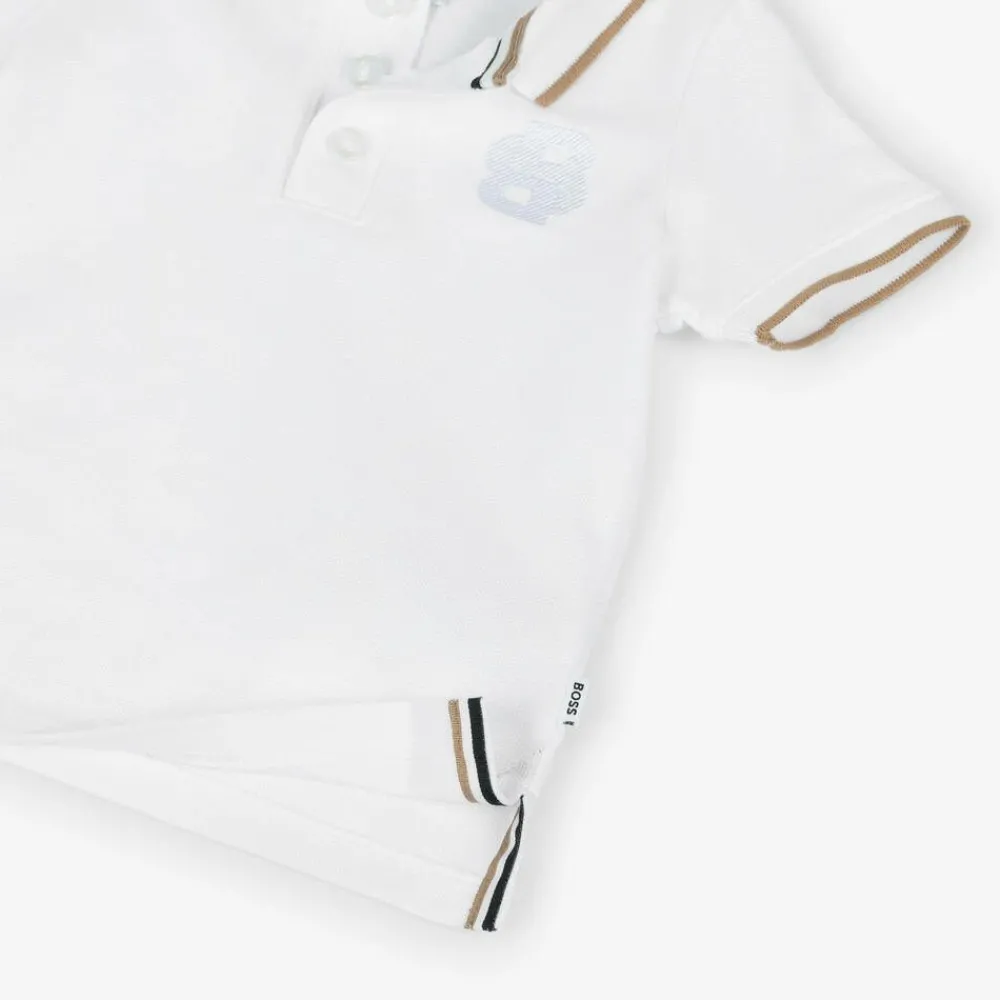 BOSS Tops*Boys White Cotton Polo Shirt