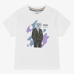 BOSS Tops*Boys White Cotton T-Shirt