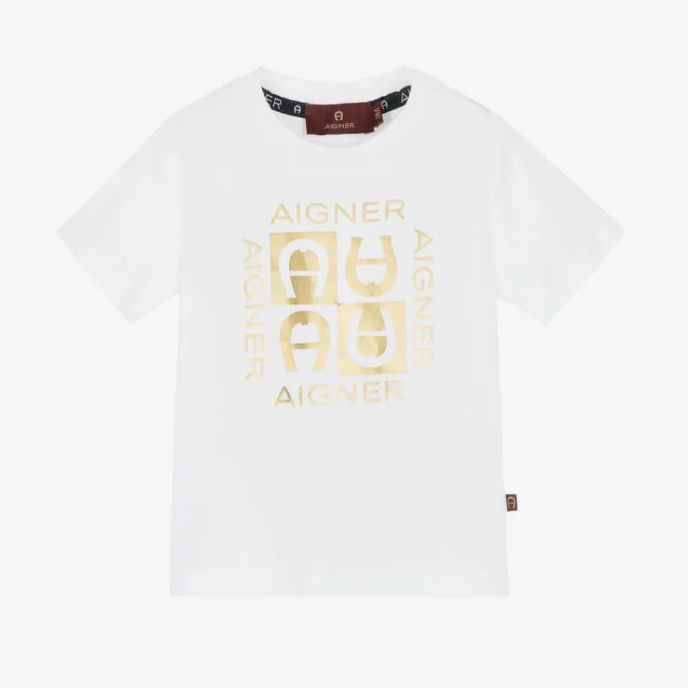 AIGNER Tops|Tops*Boys White Cotton T-Shirt