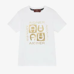 AIGNER Tops*Boys White Cotton T-Shirt