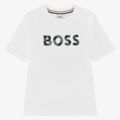 BOSS Tops*Boys White Cotton T-Shirt