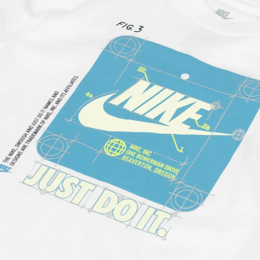 Nike Tops*Boys White Graphic Print Cotton T-Shirt