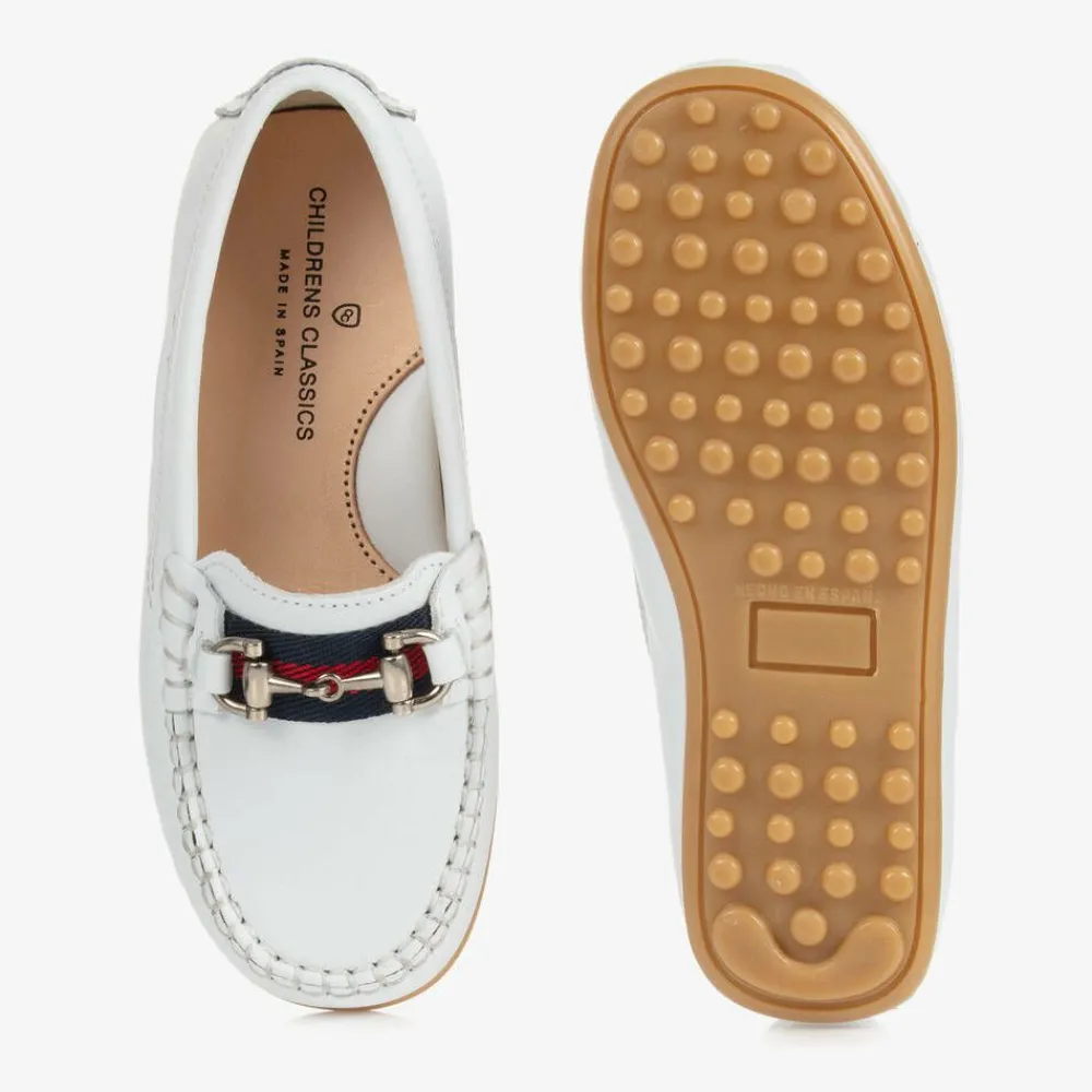Childrens Classics Loafers & Moccasins|Loafers & Moccasins*Boys White Leather Moccasins