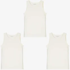 Childrensalon Essentials Underwear*Boys White Organic Cotton Vests (3 Pack)