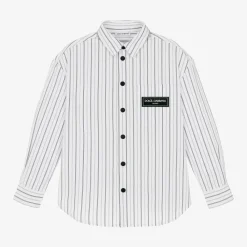 Dolce amp; Gabbana Tops*Boys White Striped Poplin Shirt