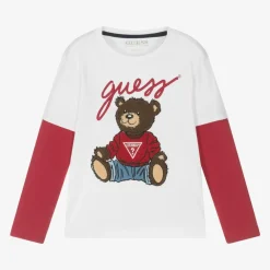 Guess Tops*Boys White Teddy Bear Top