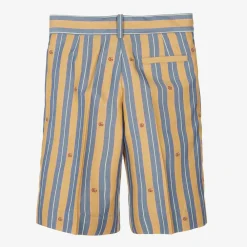 Gucci Shorts*Boys Yellow & Blue Striped Cotton Shorts