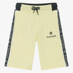 AIGNER Shorts*Boys Yellow Cotton Logo Tape Shorts