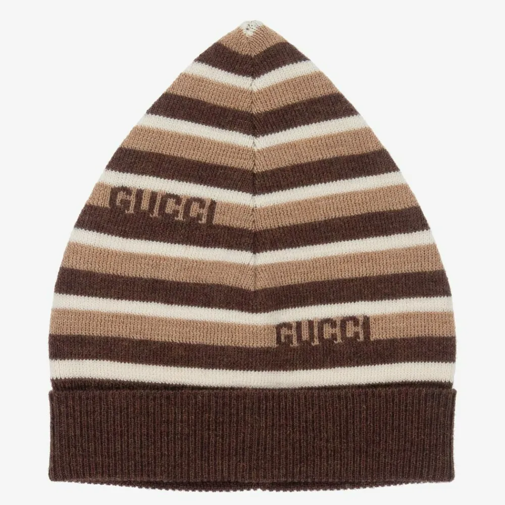 Gucci Hats*Brown & Beige Striped Baby Hat