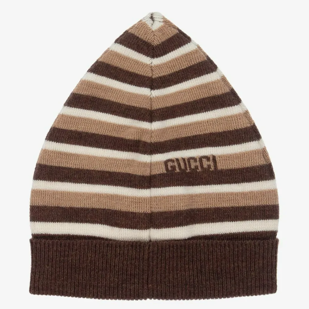 Gucci Hats*Brown & Beige Striped Baby Hat