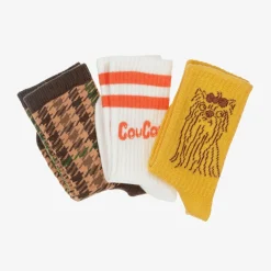 Mini Rodini Socks*Brown & Yellow Organic Cotton Socks (3 Pack)