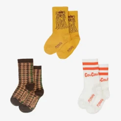 Mini Rodini Socks*Brown & Yellow Organic Cotton Socks (3 Pack)