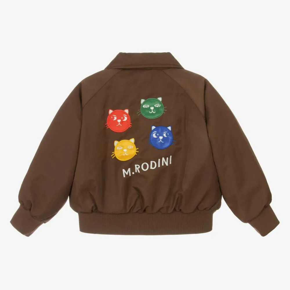 Mini Rodini Coats & Jackets|Coats & Jackets*Brown Cat Print Bomber Jacket