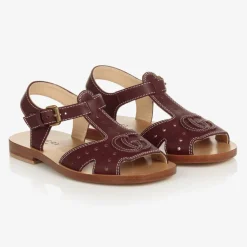 Gucci Sandals*Brown Double G Leather Sandals