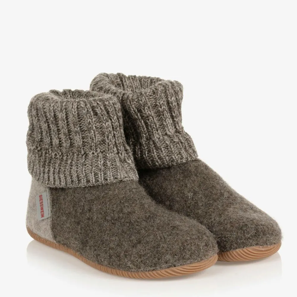 Giesswein Slippers|Slippers*Brown Felted Wool Slippers