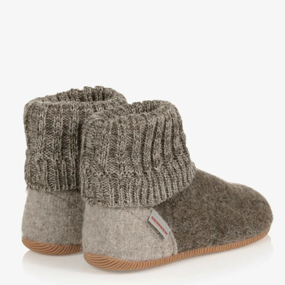 Giesswein Slippers|Slippers*Brown Felted Wool Slippers