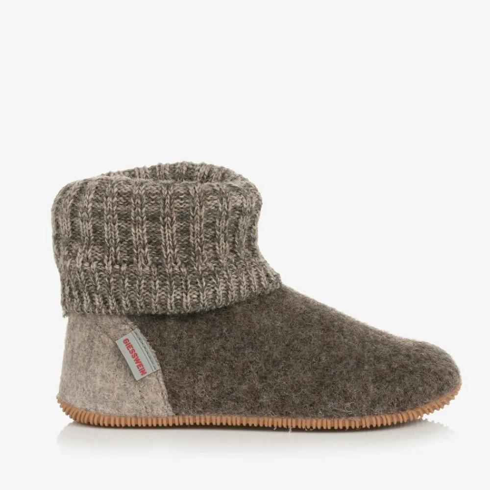 Giesswein Slippers|Slippers*Brown Felted Wool Slippers