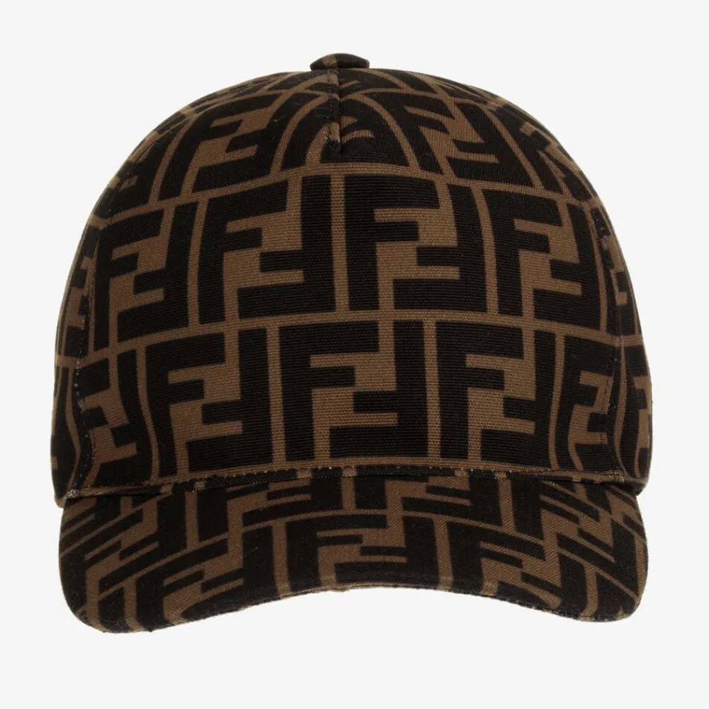 Fendi Hats*Brown FF Logo Cap
