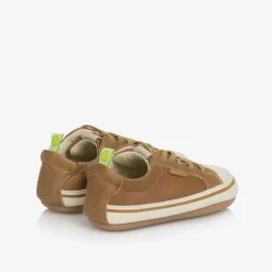Tip Toey Joey Trainers|Trainers*Brown Leather First Walker Trainers