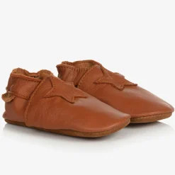 EN FANT Slippers|Slippers*Brown Leather Star Slippers