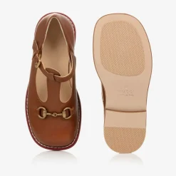 Gucci Bar Shoes|Bar Shoes*Brown Leather T-Bar Baby Shoes