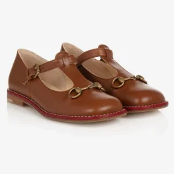 Gucci Bar Shoes*Brown Leather T-Bar Shoes