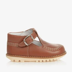 Childrens Classics Bar Shoes|Bar Shoes*Brown Leather T-Bar Shoes