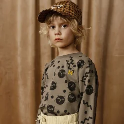 Mini Rodini Tops*Brown Organic Cotton Cats Top