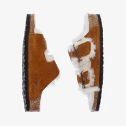 Birkenstock Sandals*Brown Suede & Shearling Sandals