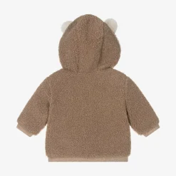 Mayoral Newborn Tops*Brown Teddy Fleece Zip-Up Baby Top