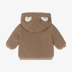 Mayoral Newborn Tops*Brown Teddy Fleece Zip-Up Baby Top
