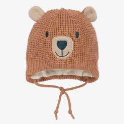 Deux par Deux Hats|Hats*Brown Viscose Knit Bear Hat