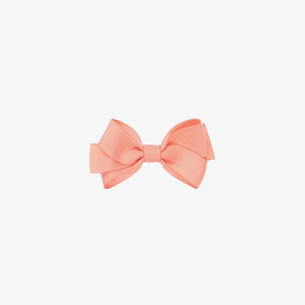 Peach Ribbons Hair Accessories*Coral Pink Bow Hair Clip (7cm)