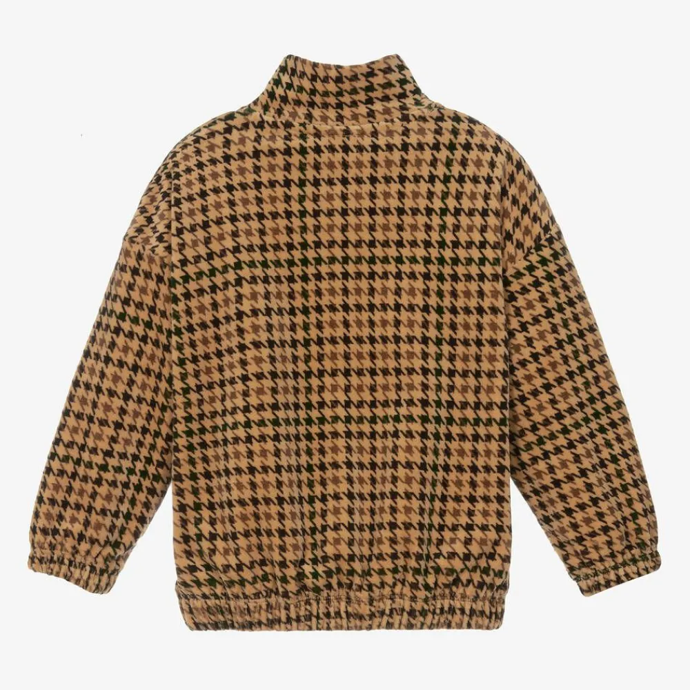 Mini Rodini Tops*Dark Beige Houndstooth Velour Sweatshirt