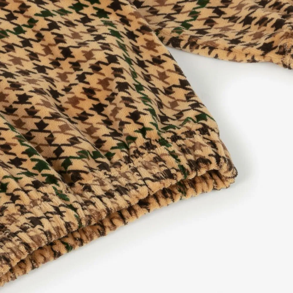 Mini Rodini Tops*Dark Beige Houndstooth Velour Sweatshirt