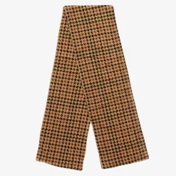 Mini Rodini Scarves|Scarves*Dark Beige Houndstooth Velour Scarf