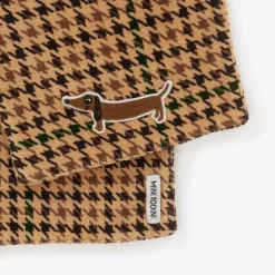 Mini Rodini Scarves|Scarves*Dark Beige Houndstooth Velour Scarf