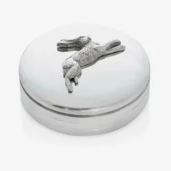 English Trousseau Gifts*Dashing Hare Pewter Keepsake Box