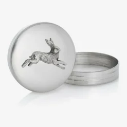 English Trousseau Gifts*Dashing Hare Pewter Keepsake Box