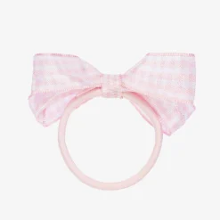 Peach Ribbons Hair Accessories*Gingham Bow Hair Elastic (7cm)