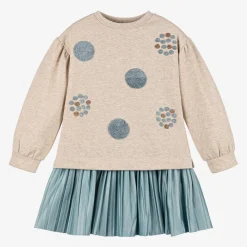 Mayoral Dresses*Girls Beige & Blue Dress Set