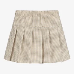 Le Chic Skirts*Girls Beige & Glittery Gold Pleated Skirt