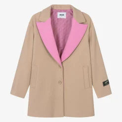 MSGM Coats & Jackets*Girls Beige & Pink Viscose Coat