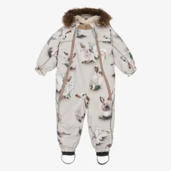 Molo Snowwear|Snowwear*Girls Beige Bunny Rabbit Snowsuit