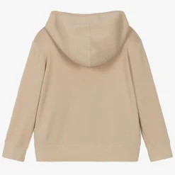 Burberry Tops*Girls Beige Cashmere EKD Zip-Up Hoodie PaleBiscuit