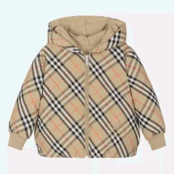 Burberry Coats & Jackets*Girls Beige Check Reversible Down Jacket